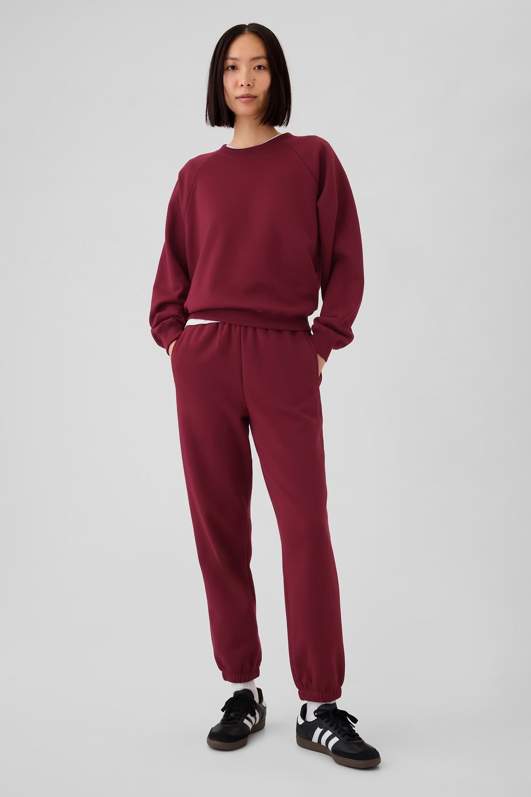 Gap Burgundy Red High Waisted Cuffed Joggers