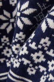 Reiss Bright Navy Blue/White Arkensaw Teen Merino Fair-Isle Jumper - Image 4 of 4