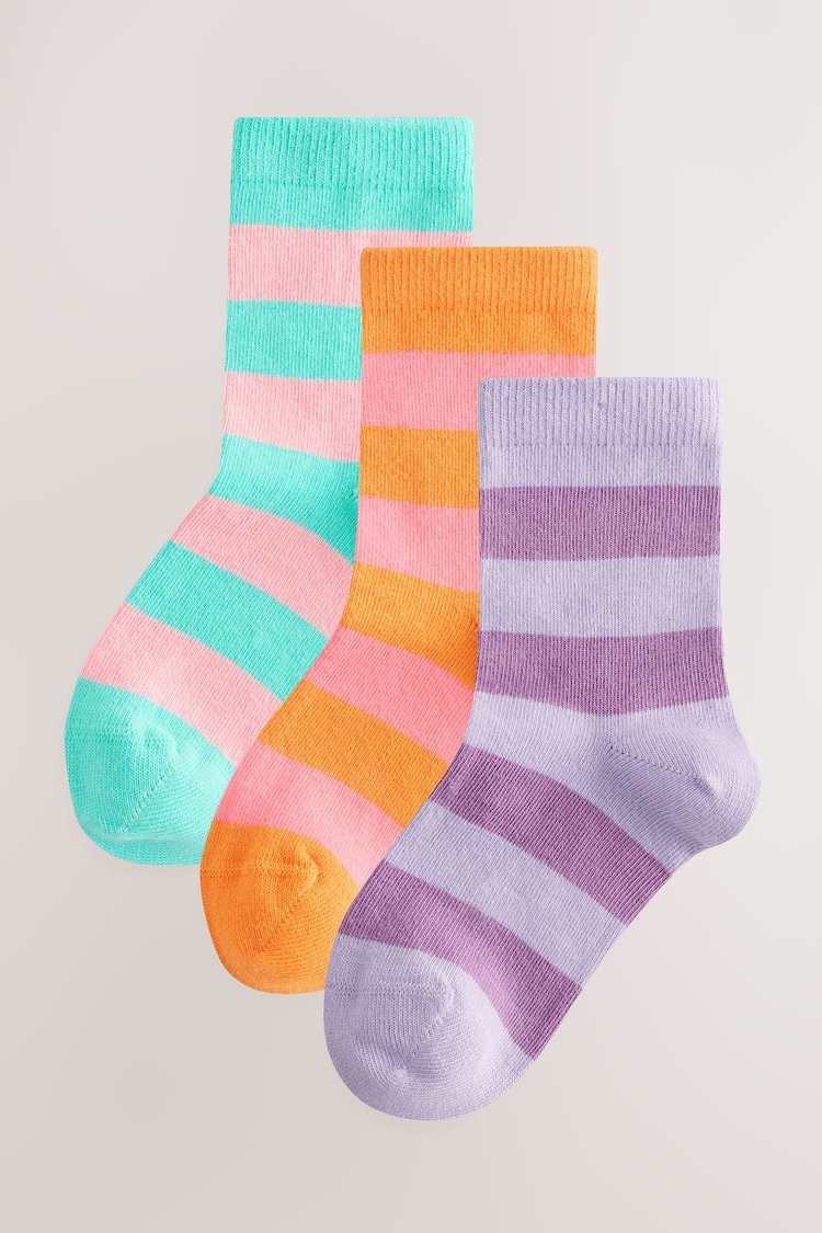 Multi Cotton Rich Stripe Ankle Socks 3 Pack - Image 1 of 6