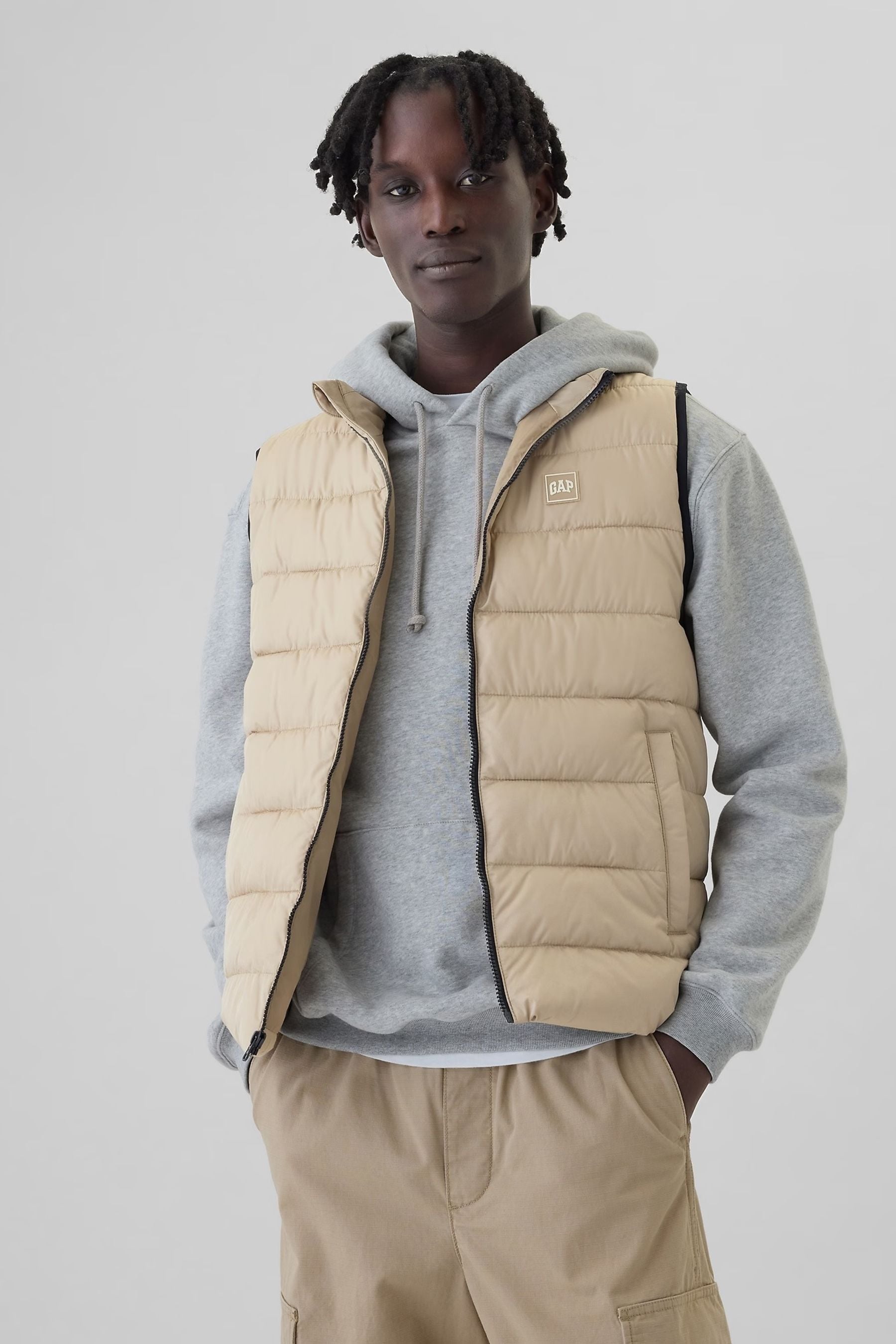 Buy Gap Beige Logo Water Resistant Puffer Gilet Jacket from Next Luxembourg