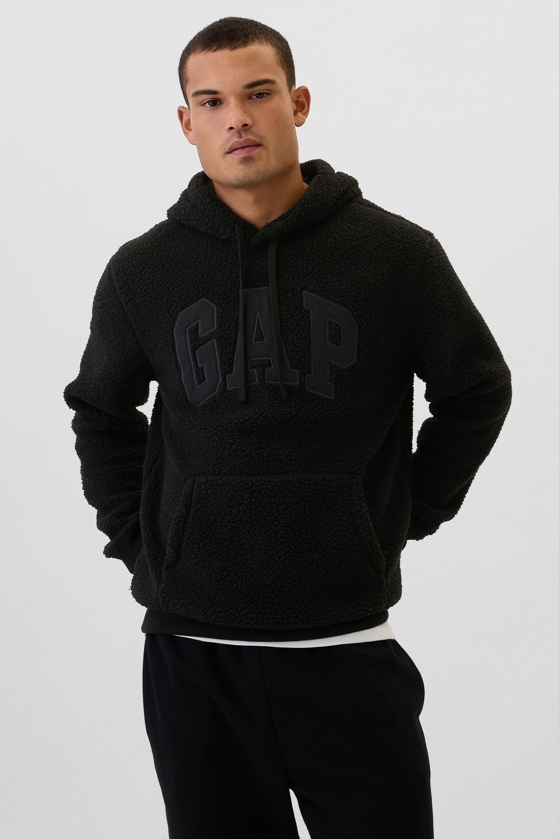 Gap Black Logo Sherpa Hoodie