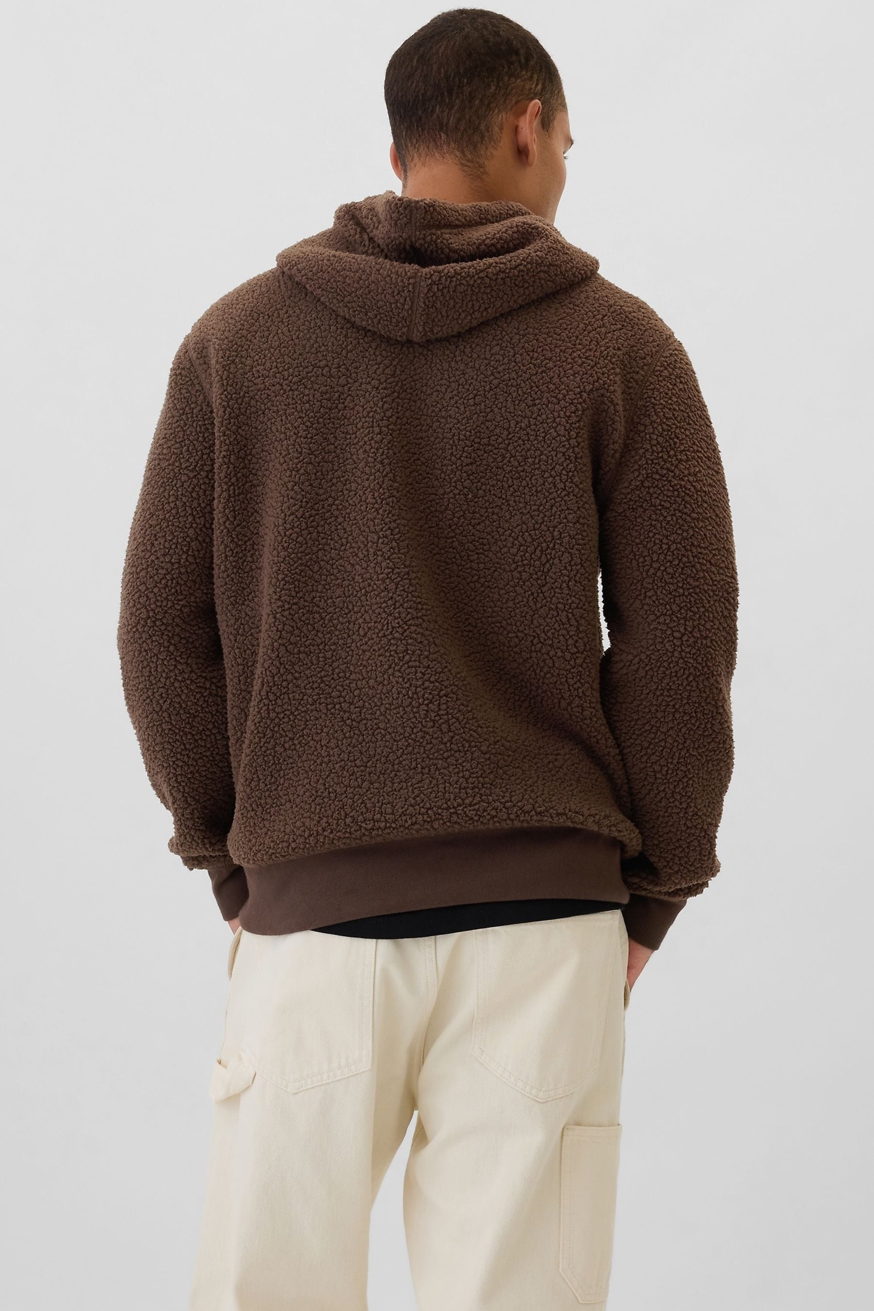 Buy Gap Brown Logo Sherpa Hoodie from Next Luxembourg