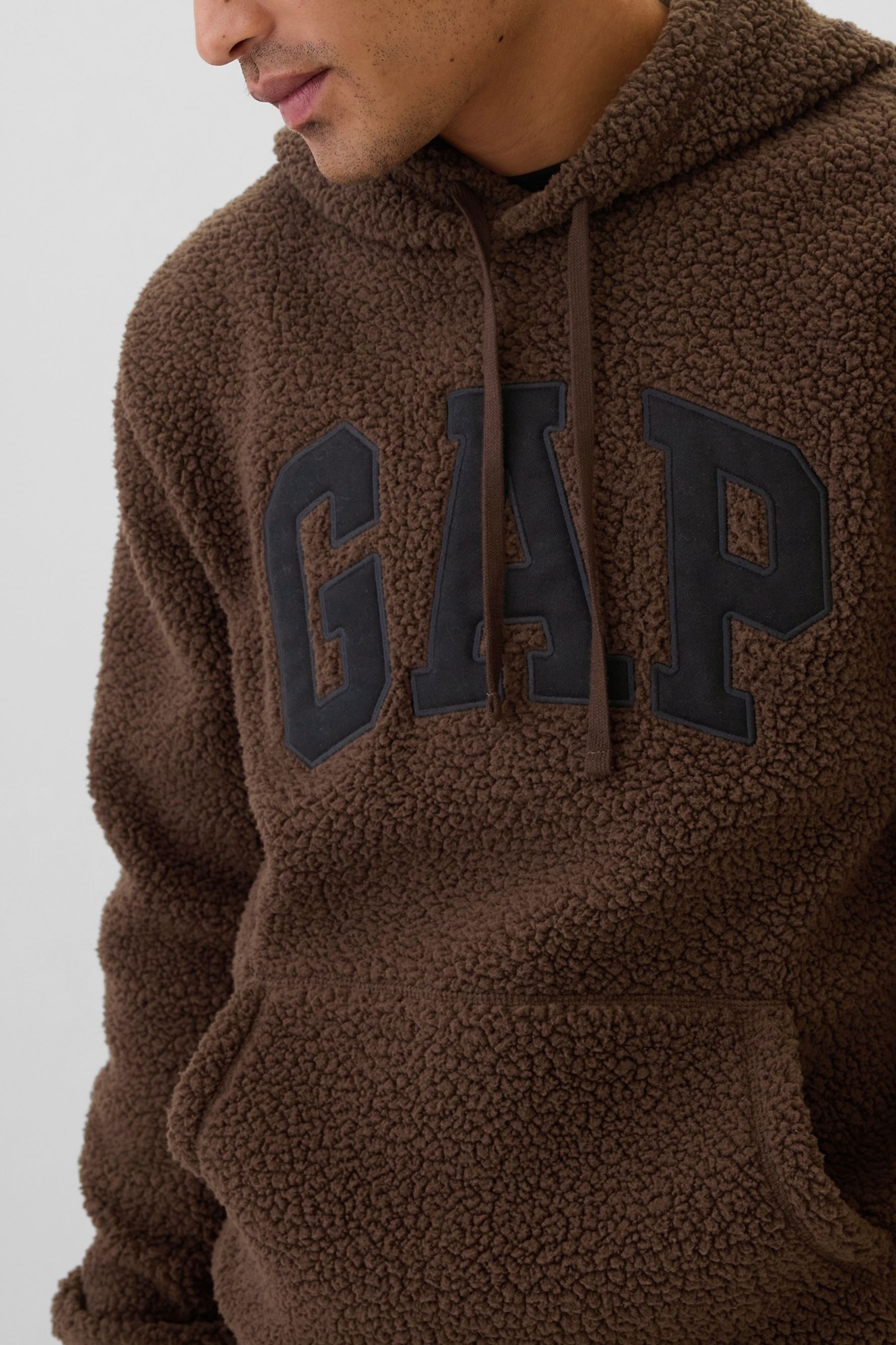 Buy Gap Brown Logo Sherpa Hoodie from the Next UK online shop
