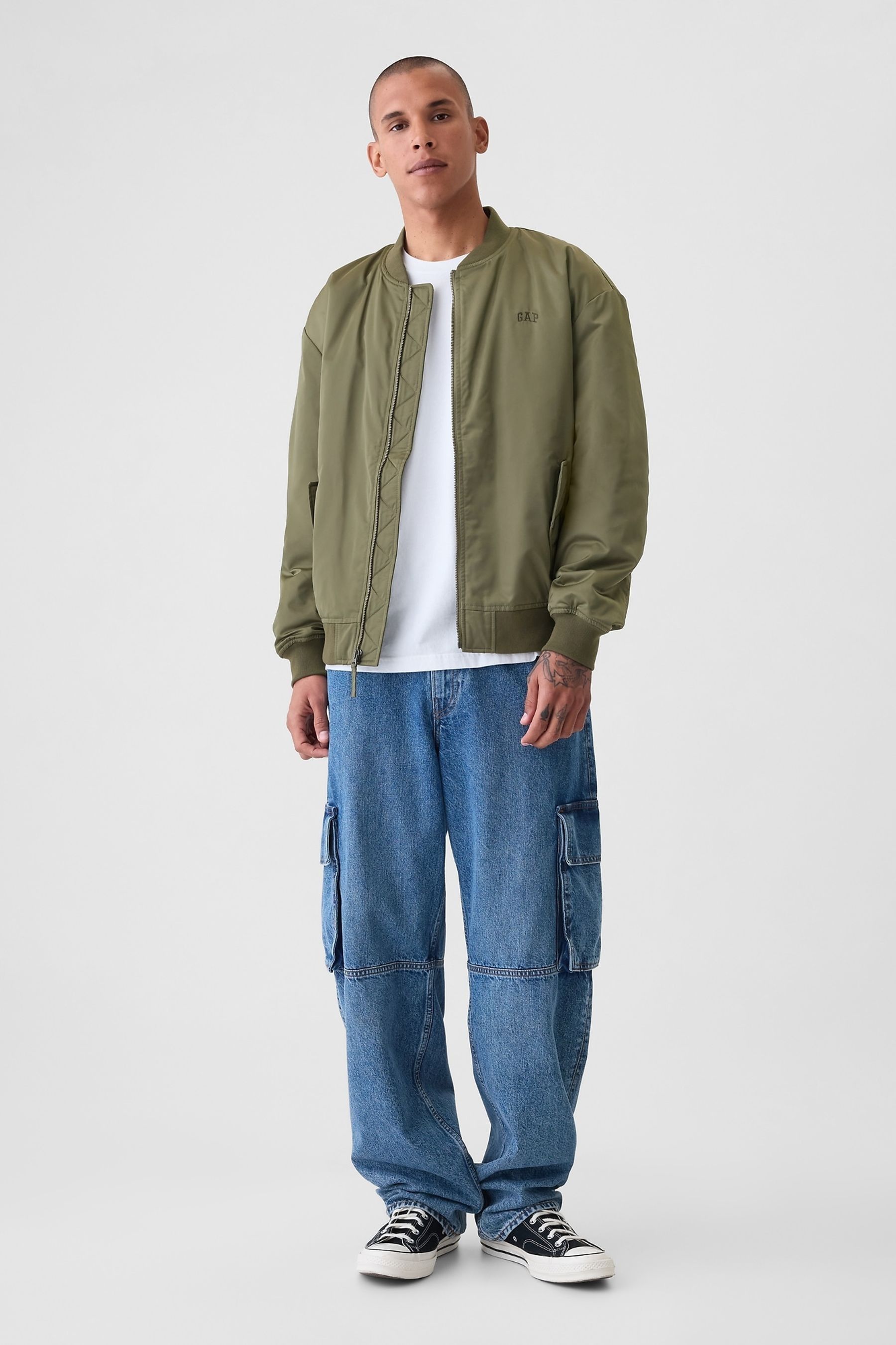 Buy Gap Green Relaxed Logo Bomber Jacket from Next Luxembourg