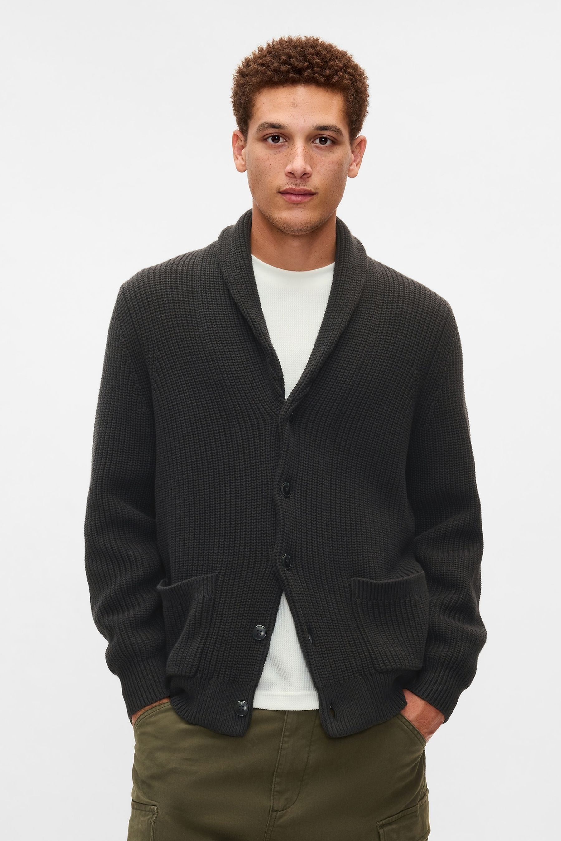 Buy Gap Black Textured Rib Shawl Cardigan from the Next UK online shop