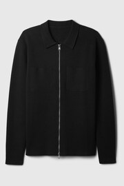 Gap Black Relaxed Zip Through Knit Bomber Jacket - Image 5 of 5