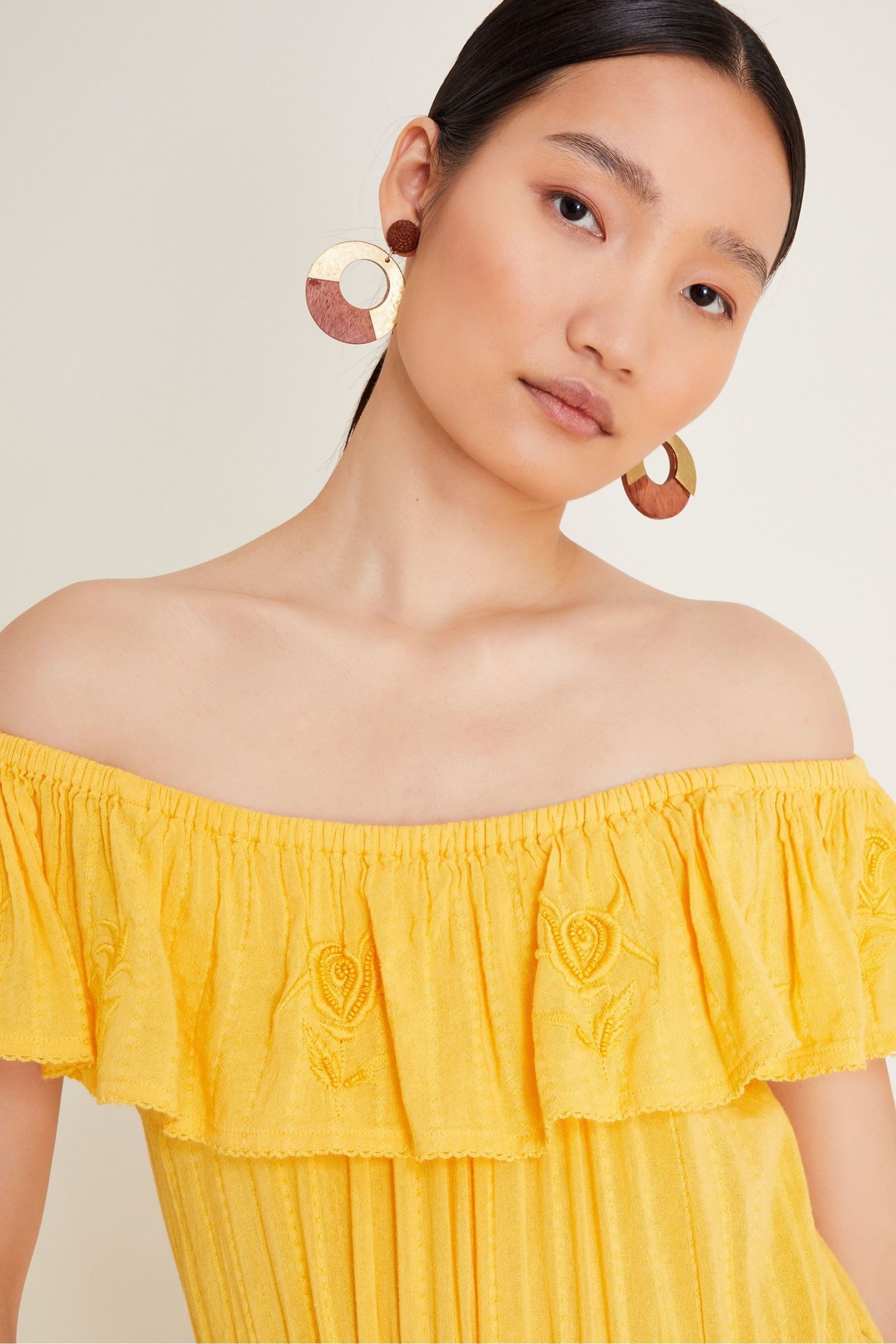 Yellow bardot dress cheap