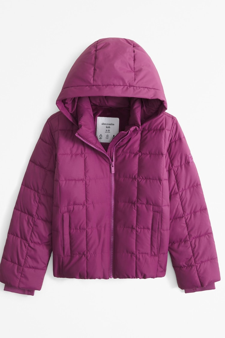 Abercrombie & Fitch Purple Lightweight Cropped Puffer Jacket - Image 1 of 3