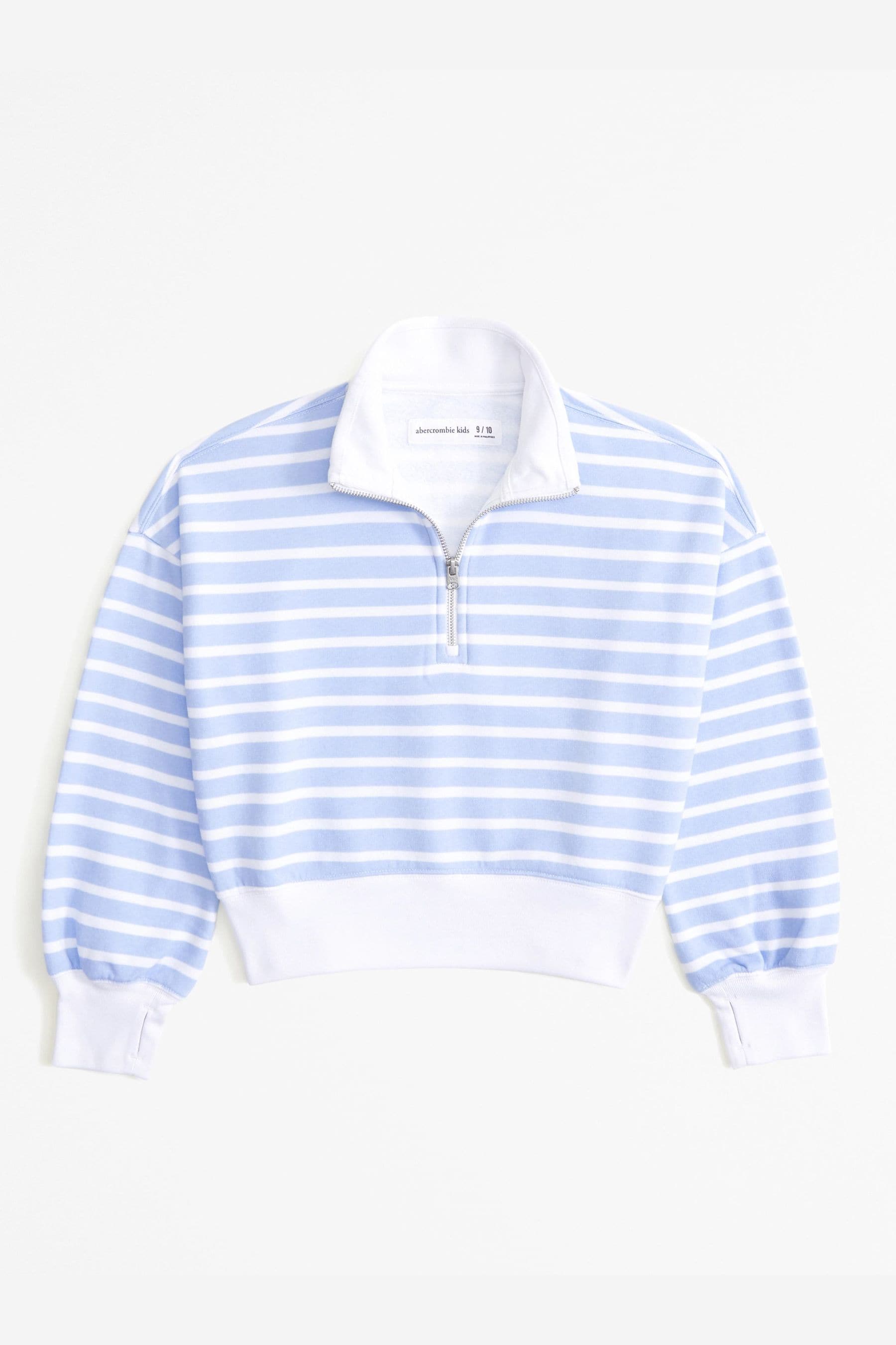 Blue & white quarter zip crop sweatshirt deals