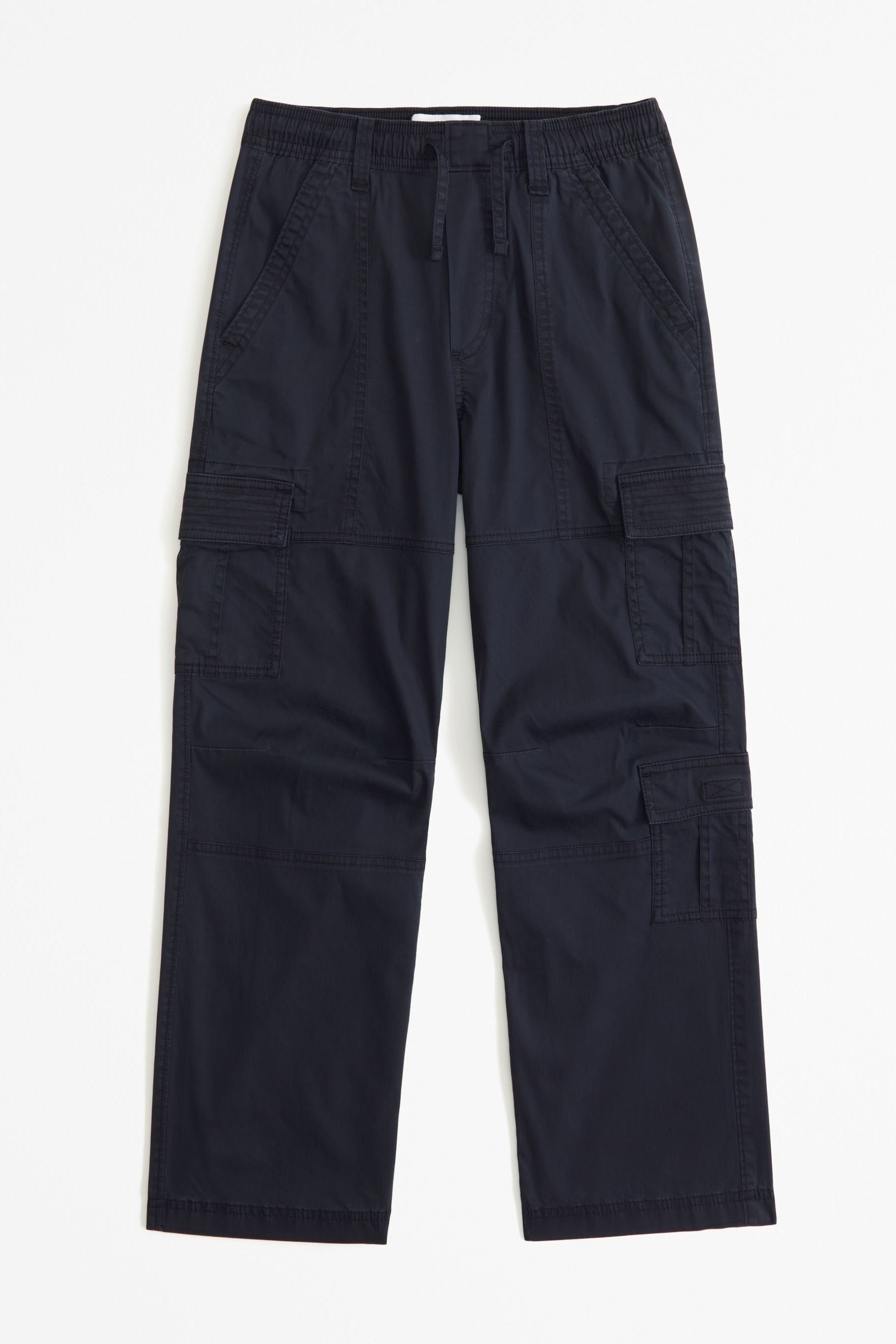 Abercrombie Fitch Loose Fit Cuffed Black Cargo Trousers