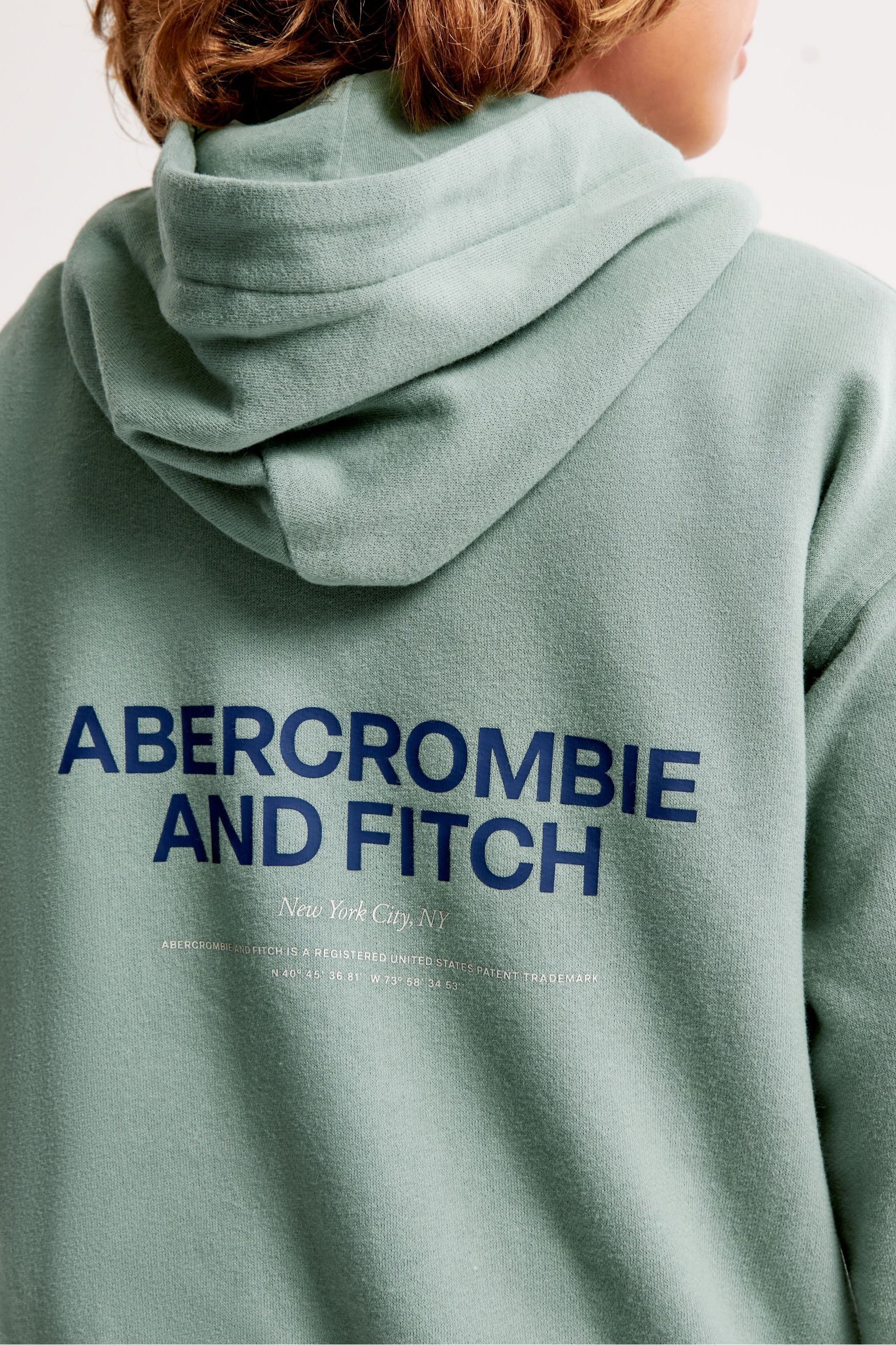 Abercrombie Fitch Green Back Logo Pullover Hoodie