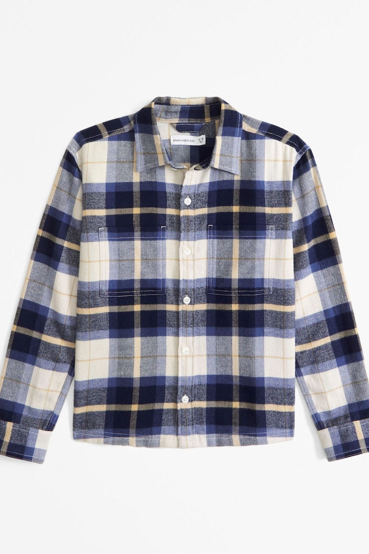 Abercrombie & Fitch Green 100% Cotton Hooded Flannel Check Zip Top - Image 1 of 1