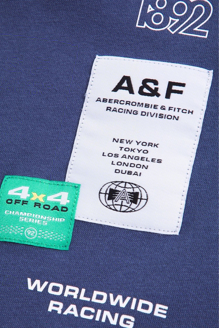 Abercrombie & Fitch Blue Graphic Logo 2 Layer T-Shirt - Image 2 of 2