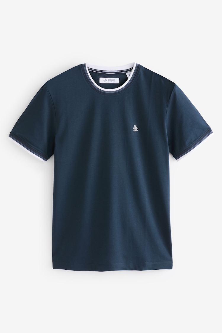 Original Penguin Blue Sticker Pete Ringer T-Shirt in Dark Sapphire - Image 1 of 1