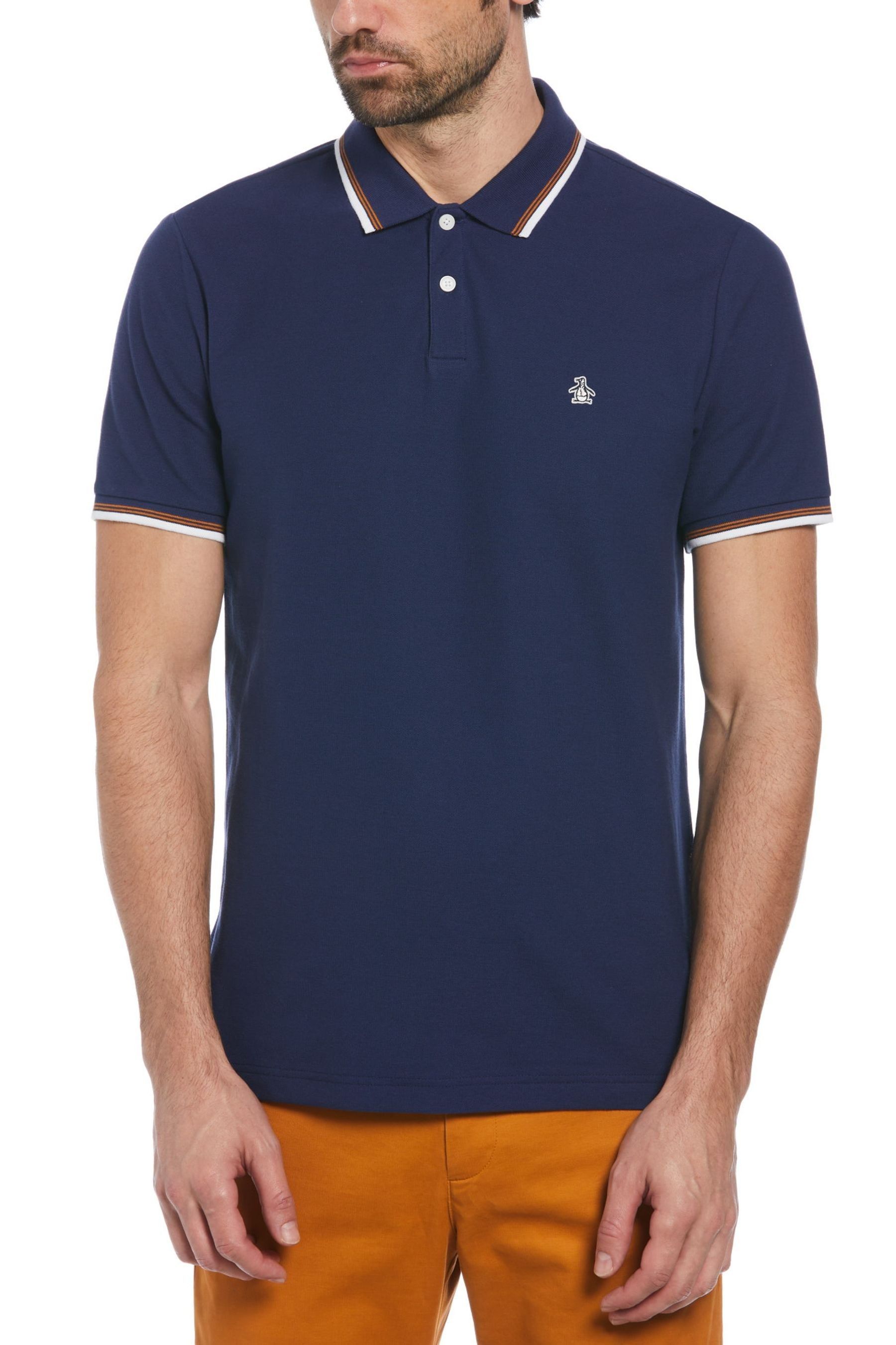 Original Penguin Blue Tipped Pique Polo Shirt