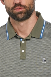 Original Penguin Green Tipped Jacquard Polo Shirt - Image 3 of 4