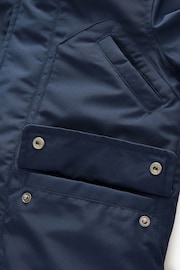 BOSS Blue Hooded Longline Parka Coat - Image 4 of 4