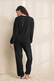 Black Cosy Waffle Long Sleeve Pyjamas - Image 5 of 18