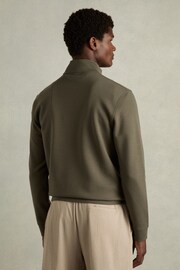 Reiss Sage Green Aston Zipped `interlock-Jersey Top - Image 5 of 6