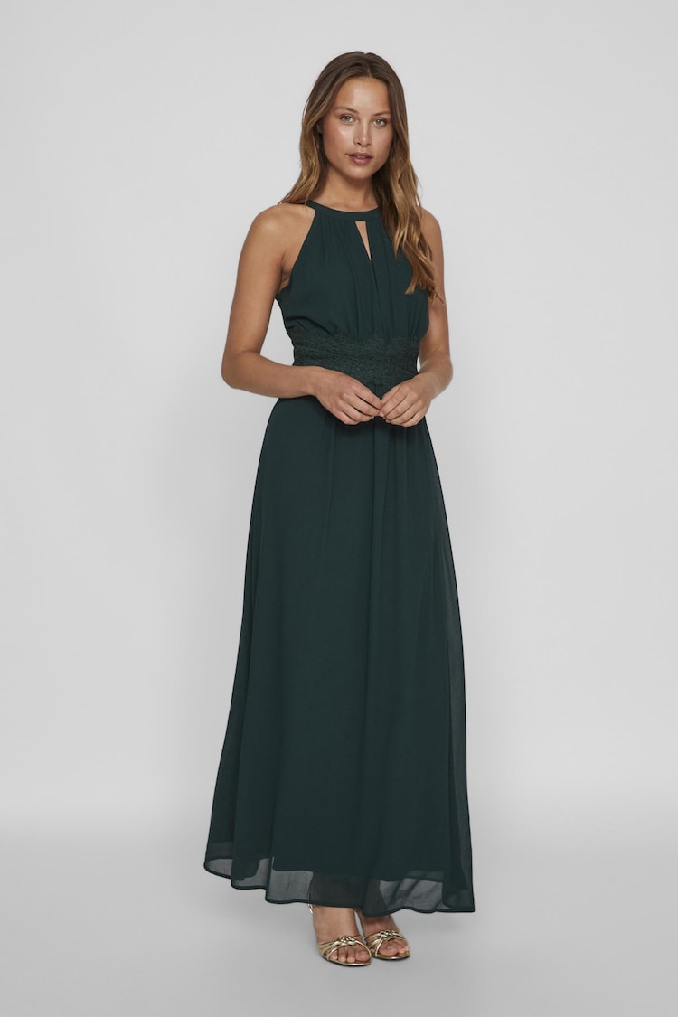 VILA Halterneck Bridesmaid Lace Detail Occasion Maxi Dress - 圖片 1，共 4