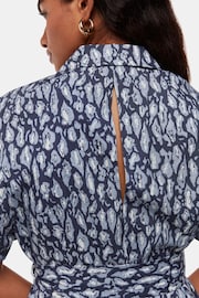 Whistles Blue Flaming Leopard Print Jumpsuit with Linen - Image 3 of 5