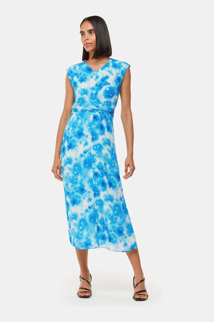 Whistles Blue Sprayed Flowers Daina Dress - Image 1 of 5