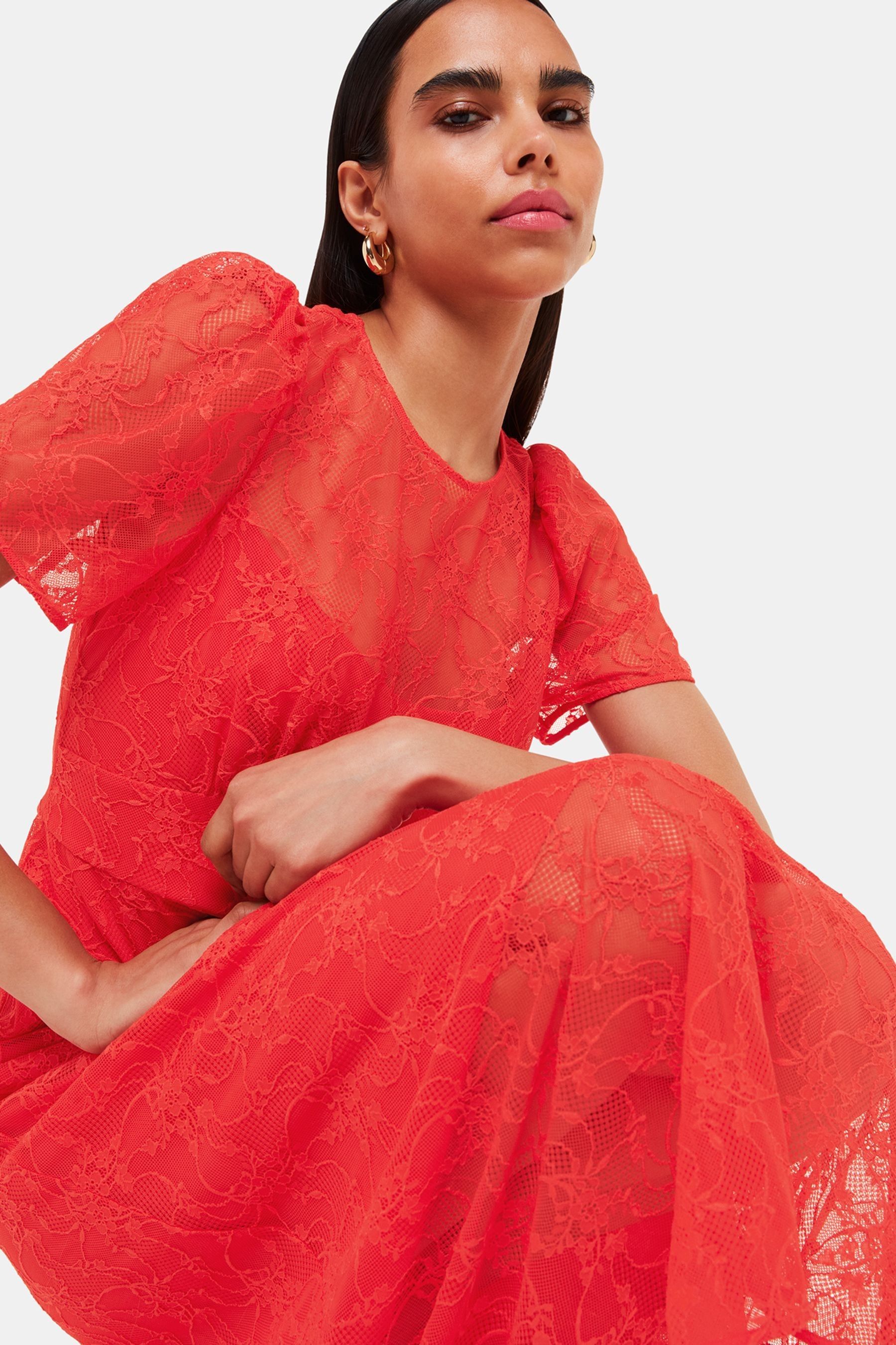 Whistles red lace dress shop