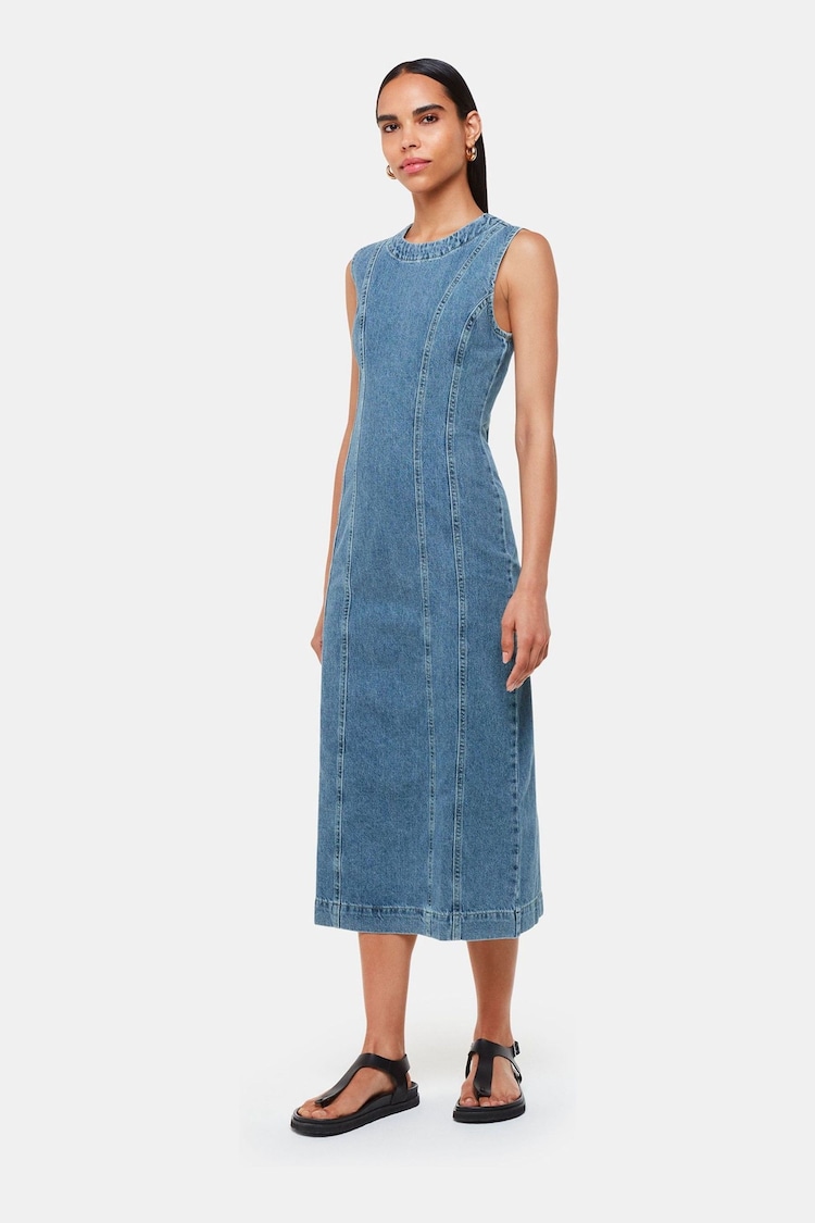 Whistles Blue Whistles Blue 100% Cotton Sleeveless Denim Midi Dress - Image 2 of 6