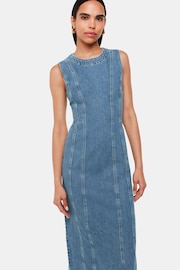 Whistles Blue Whistles Blue 100% Cotton Sleeveless Denim Midi Dress - Image 4 of 6