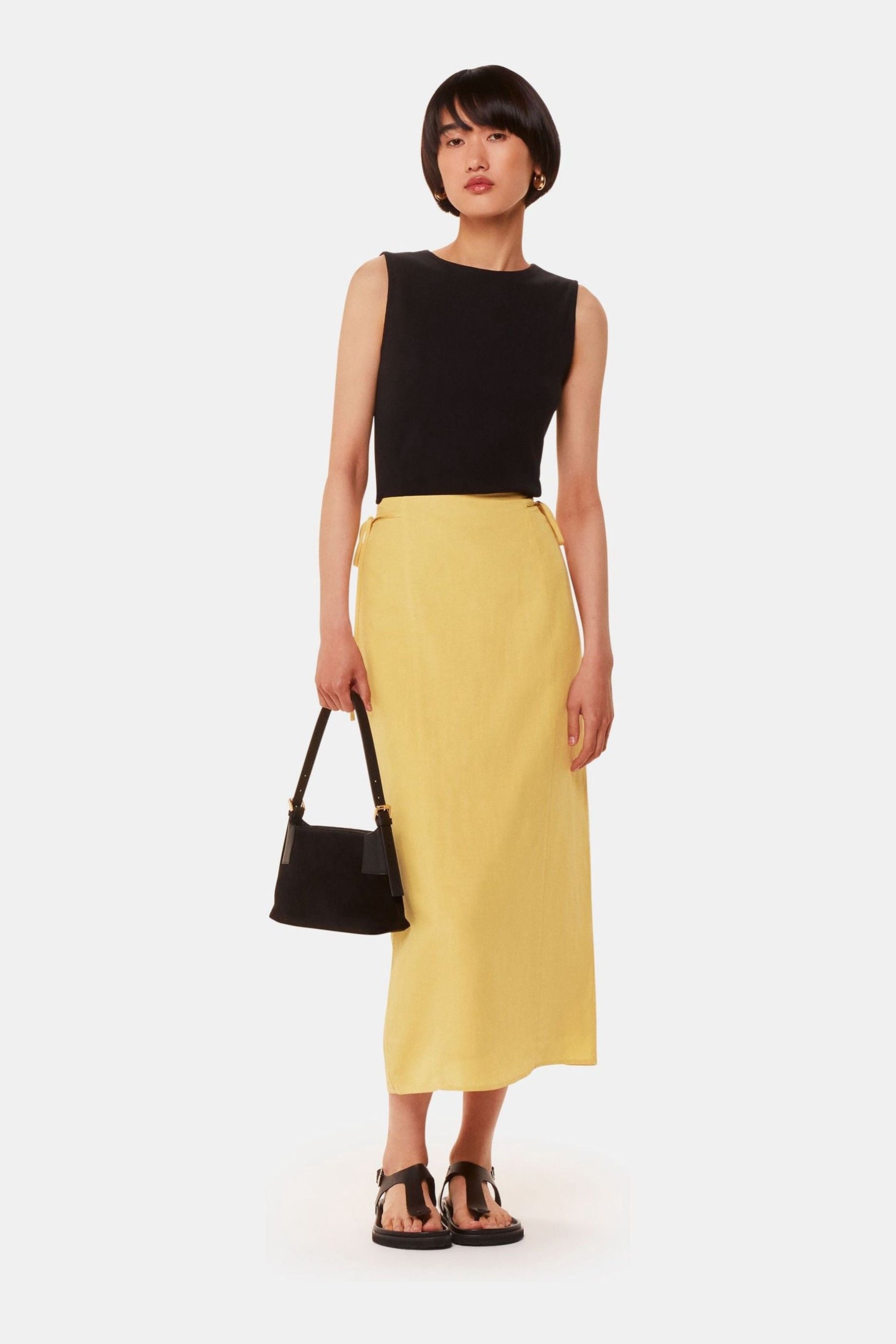 Buy Whistles Yellow Josie Tie Side Detail Skirt with Linen from Next South Africa