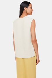 Whistles Cotton Textured V-Neck White Tank - Image 4 of 5