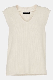 Whistles Cotton Textured V-Neck White Tank - Image 5 of 5