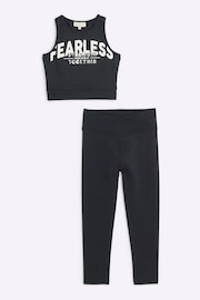 River Island Black Girls Active Crop Top and Leggings Set - Image 1 of 4