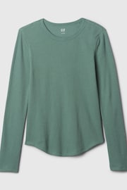 Gap Green Long Sleeve Crew Neck Waffle Knit T-Shirt - Image 5 of 5