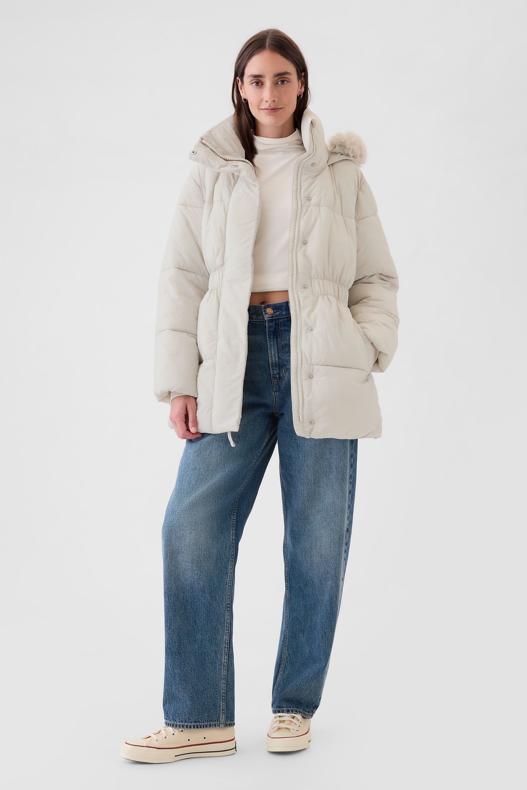 Cream oversized puffer jacket shop