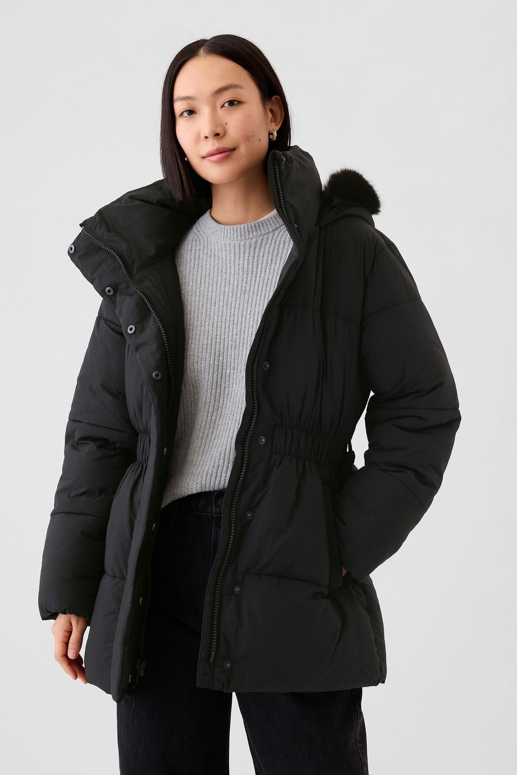 Gap faux fur hooded jacket top