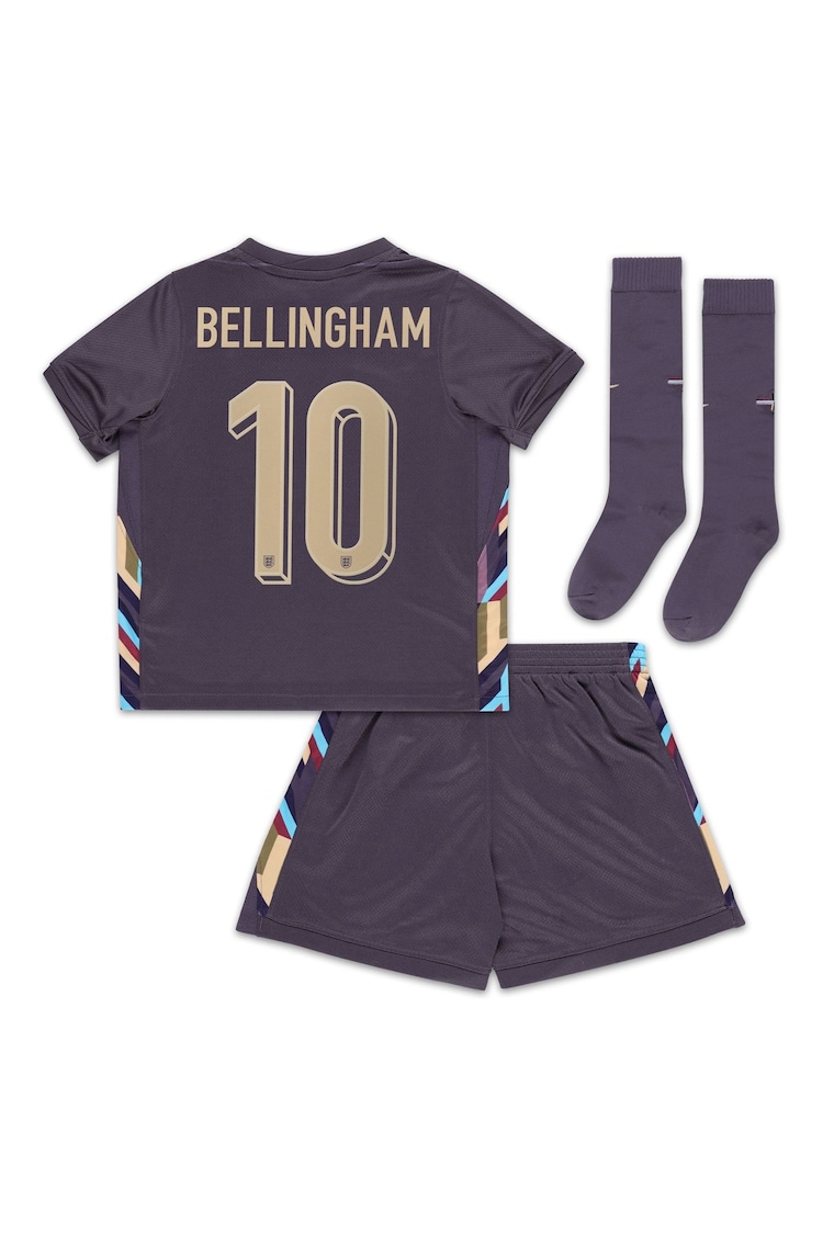 Nike Purple Little Kids England Away Stadium Mini Kit 2024 - Image 2 of 4