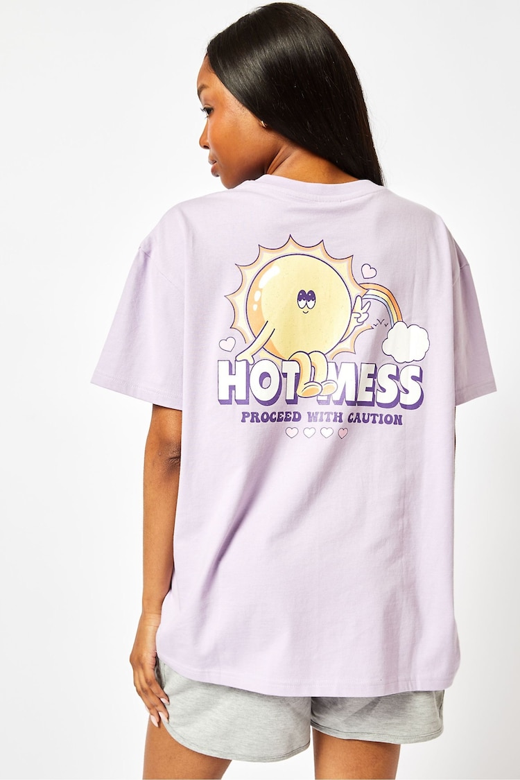 Hot Mess Oversized Lilac T-Shirt - Image 1 of 4