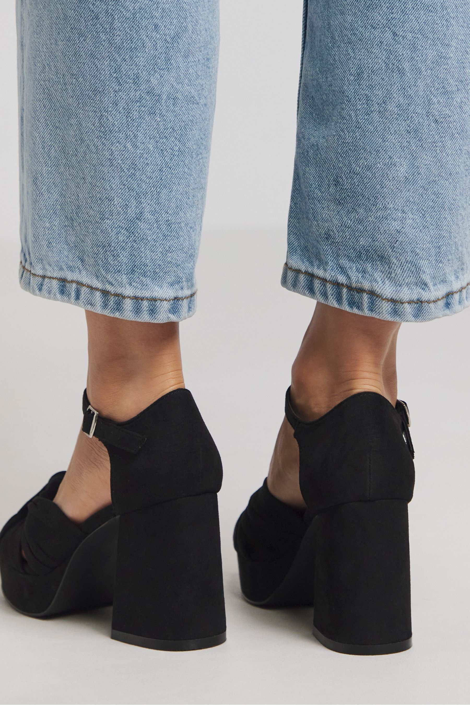 Buy Simply Be Black Wide Fit Knot Detail Platform Sandals from the Next UK online shop
