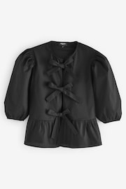 Simply Be Black Tie Front Puff Sleeve Blouse - Image 5 of 5