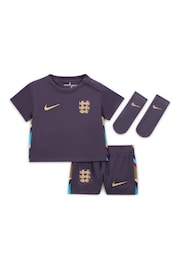 Nike Purple Infant England Away Stadium Mini Kit 2024 - Image 1 of 3