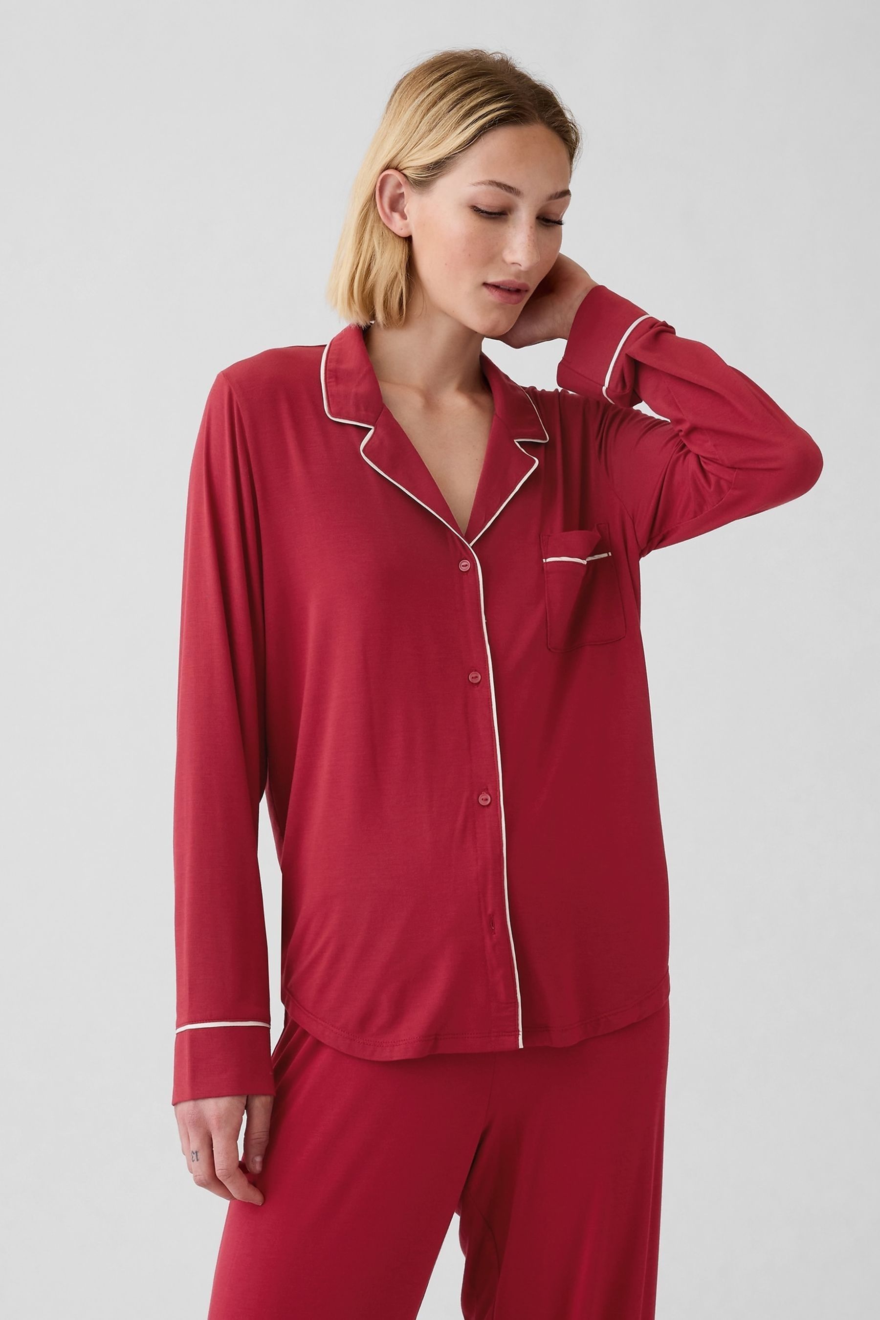 Buy Gap Red Modal Long Sleeve Pyjama Shirt from the Next UK online shop