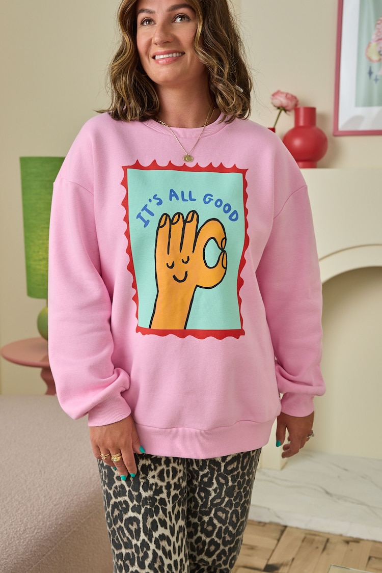 Eleanor Bowmer Pink It's All Good Oversized Sweatshirt - Image 2 of 5