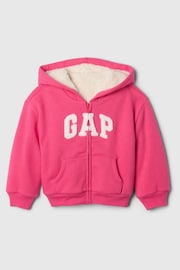 Gap Pink Cosy Vintage Soft Logo Zip Hoodie (6mths-5yrs) - Image 1 of 3