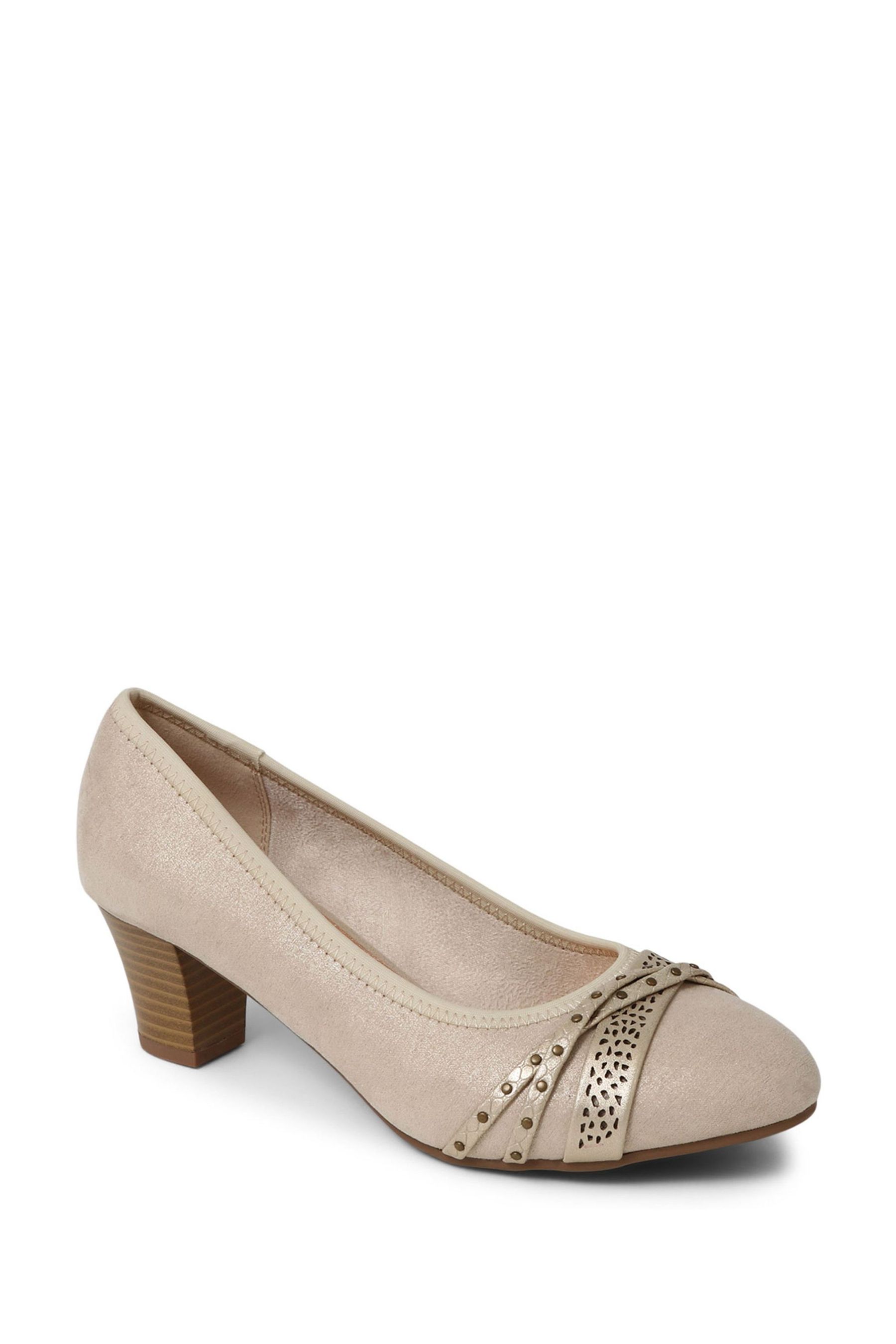 Buy Pavers Nude Wide Fit Block Heeled Court Shoes from Next Luxembourg