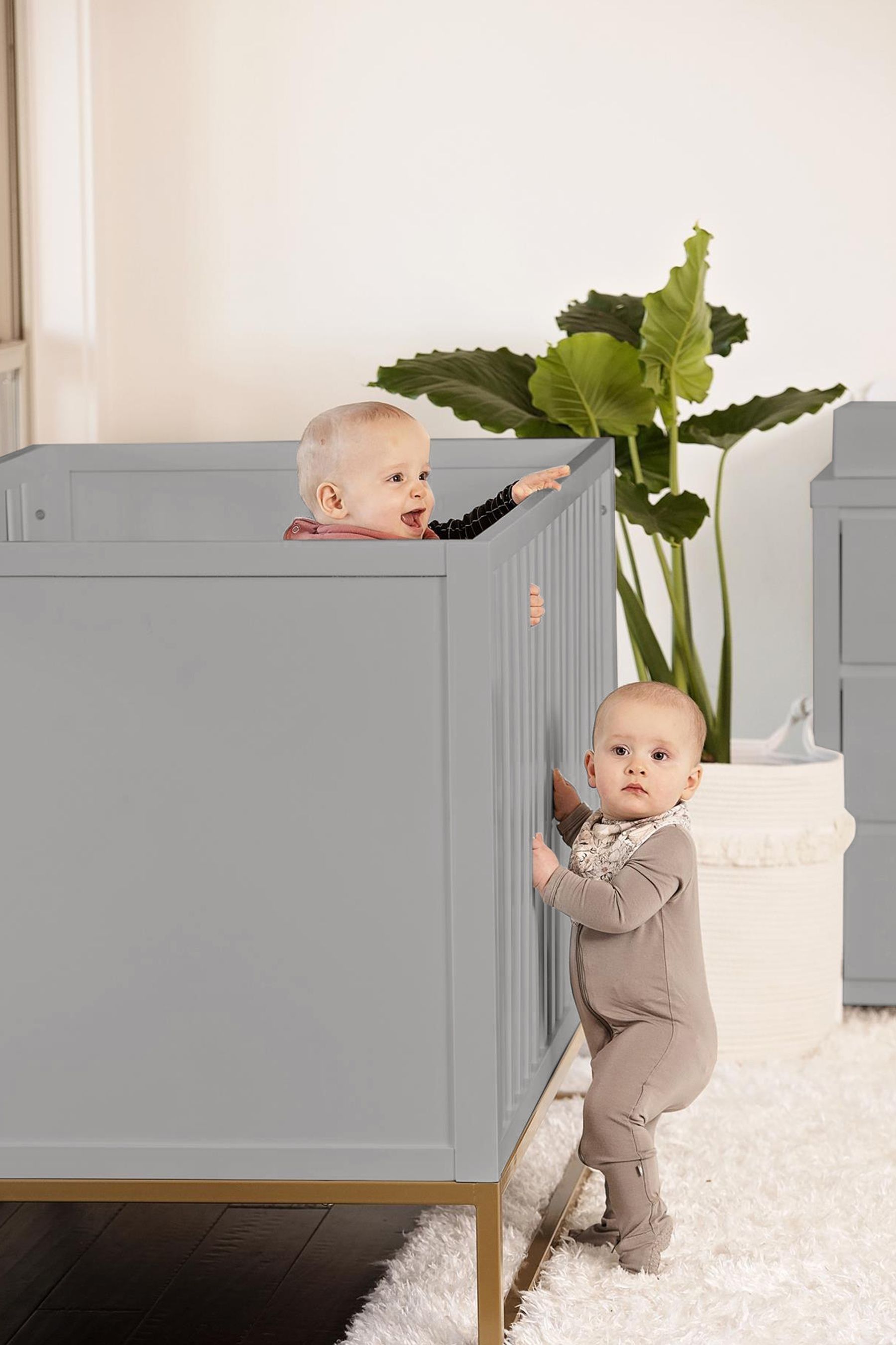 Buy Little Seeds Grey Gold Haven 3 in 1 Crib with Rail and Gold Base from the Next UK online shop