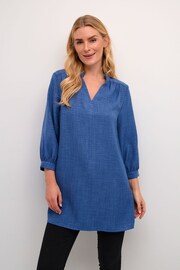 Kaffe Blue Ellen V-Notch Neck 3/4 Sleeve Tunic - Image 3 of 6