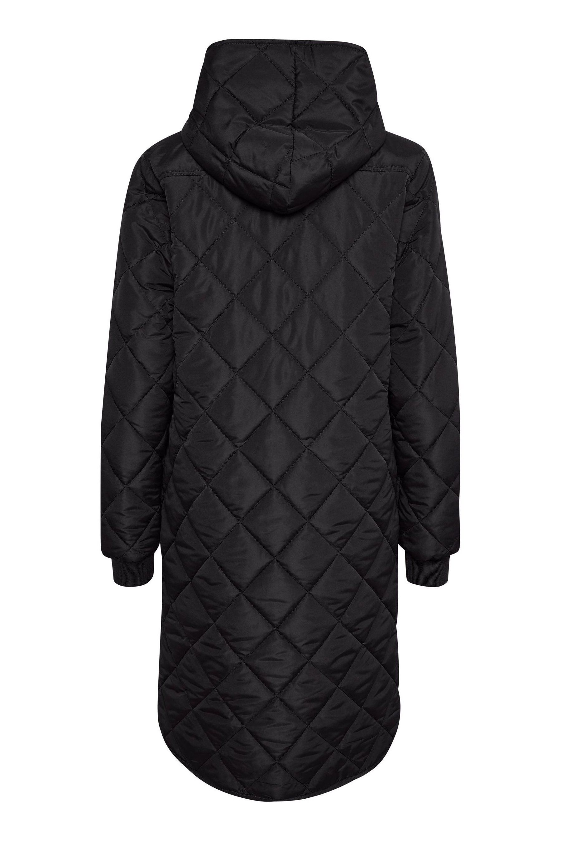 Buy Kaffe Tilla Hooded Long Sleeve Quilted Black Coat from the Next UK online shop