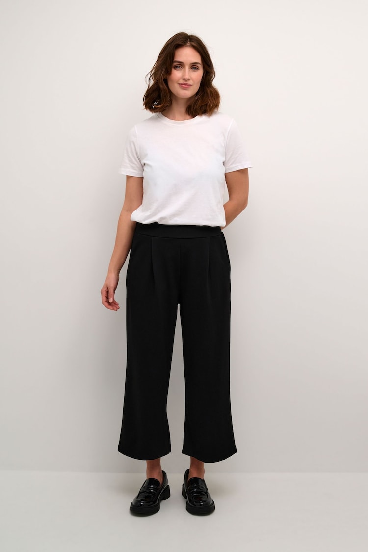 Kaffe Frederikke Jersey Cropped Leg Black Trousers - Image 1 of 6