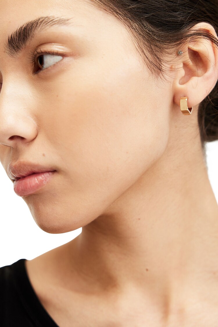 AllSaints Gold Tone Hexagon Hoop Earrings - Image 4 of 4